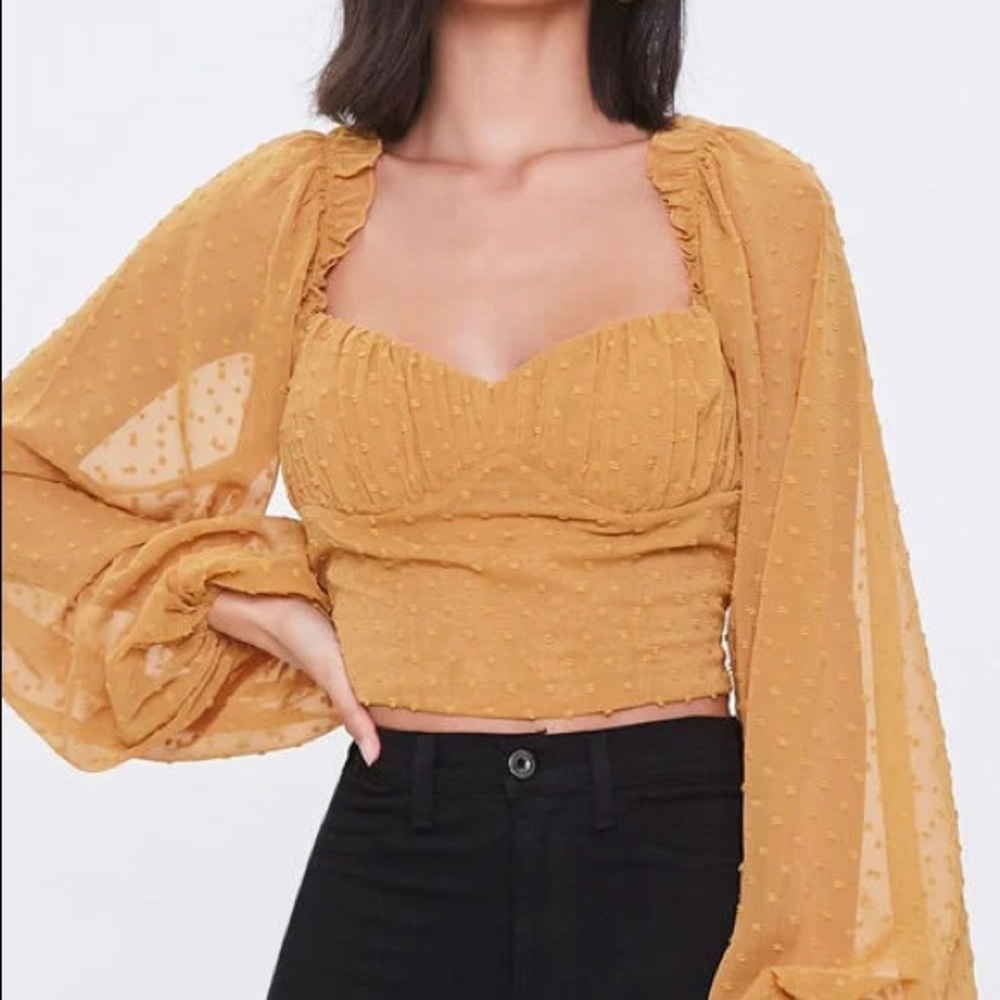 Chiffon Long Sleeve Crop Top